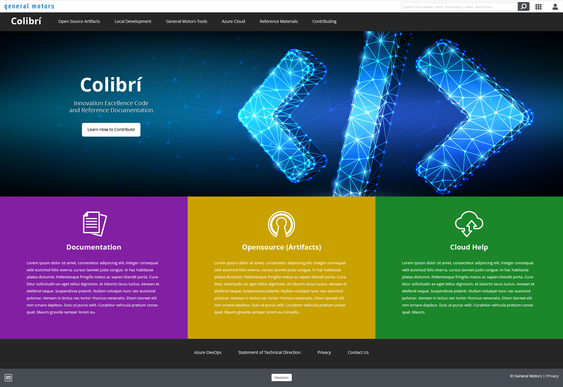 Colibri Website Home Page