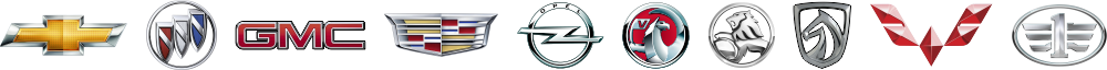 Chevrolet, Buick, GMC, Cadillac, Opel, Vauxhall, Holden, Autobaojun, Wuling, and Faw Jiefang