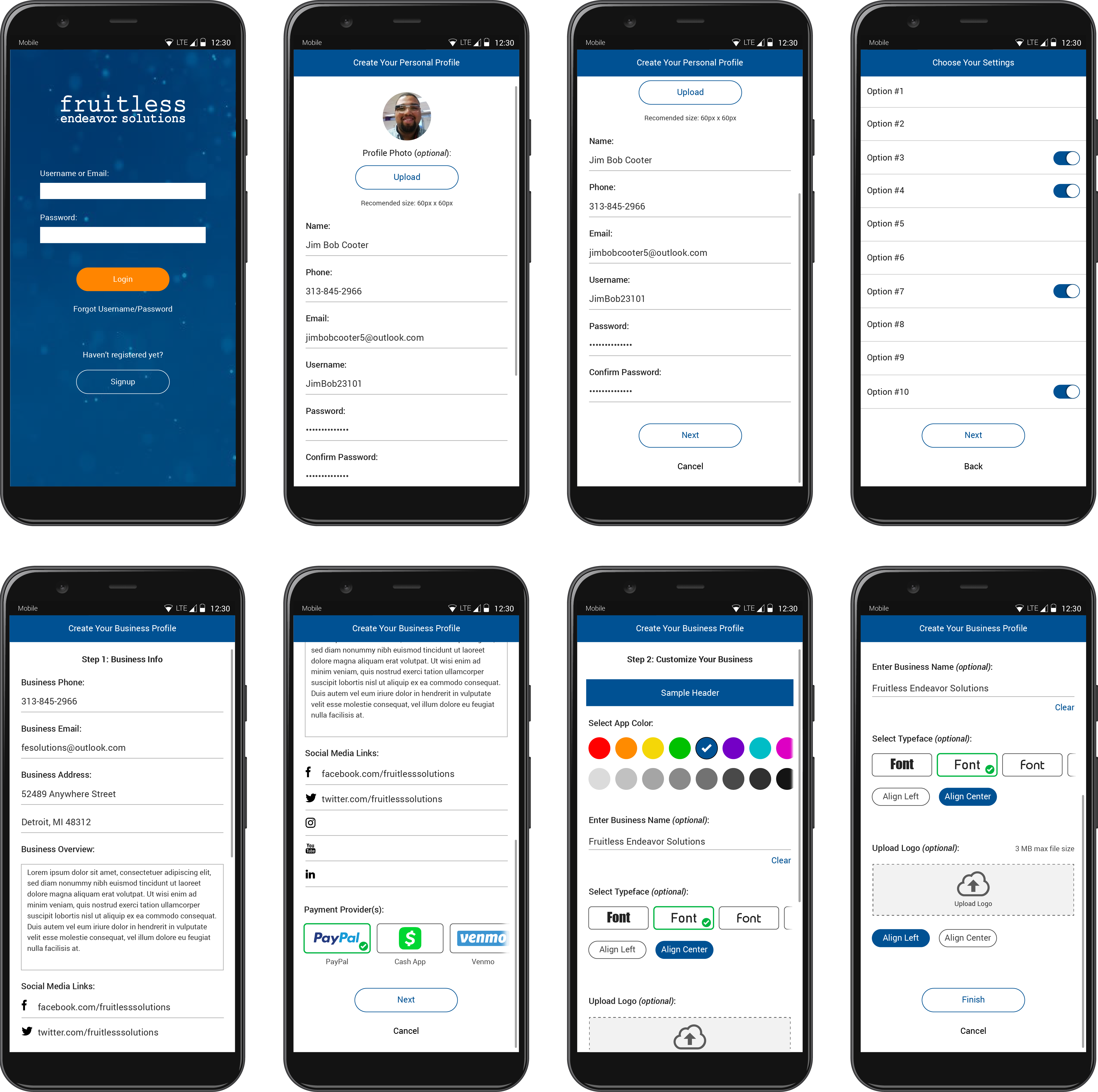 FESolutions: Professional Services App - Login and Profile Creation