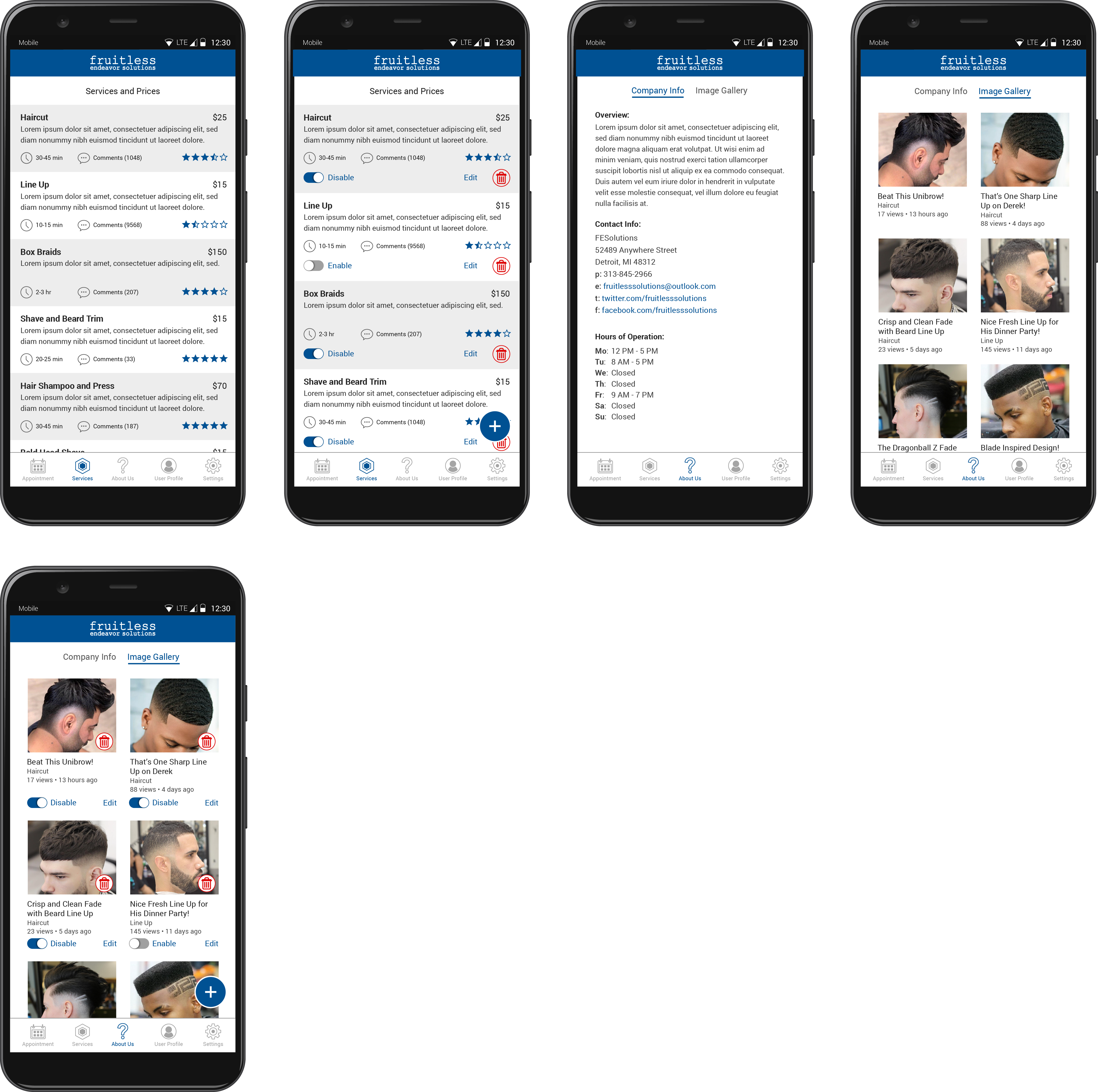 FESolutions: Professional Services App - View/Edit Services and Company Info