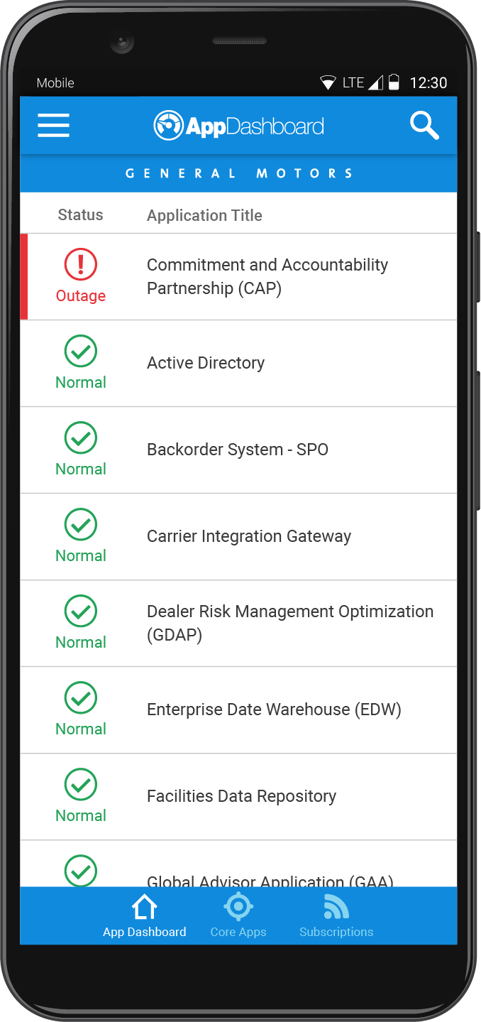 General Motors: App Dashboard (Mobile) Image 1