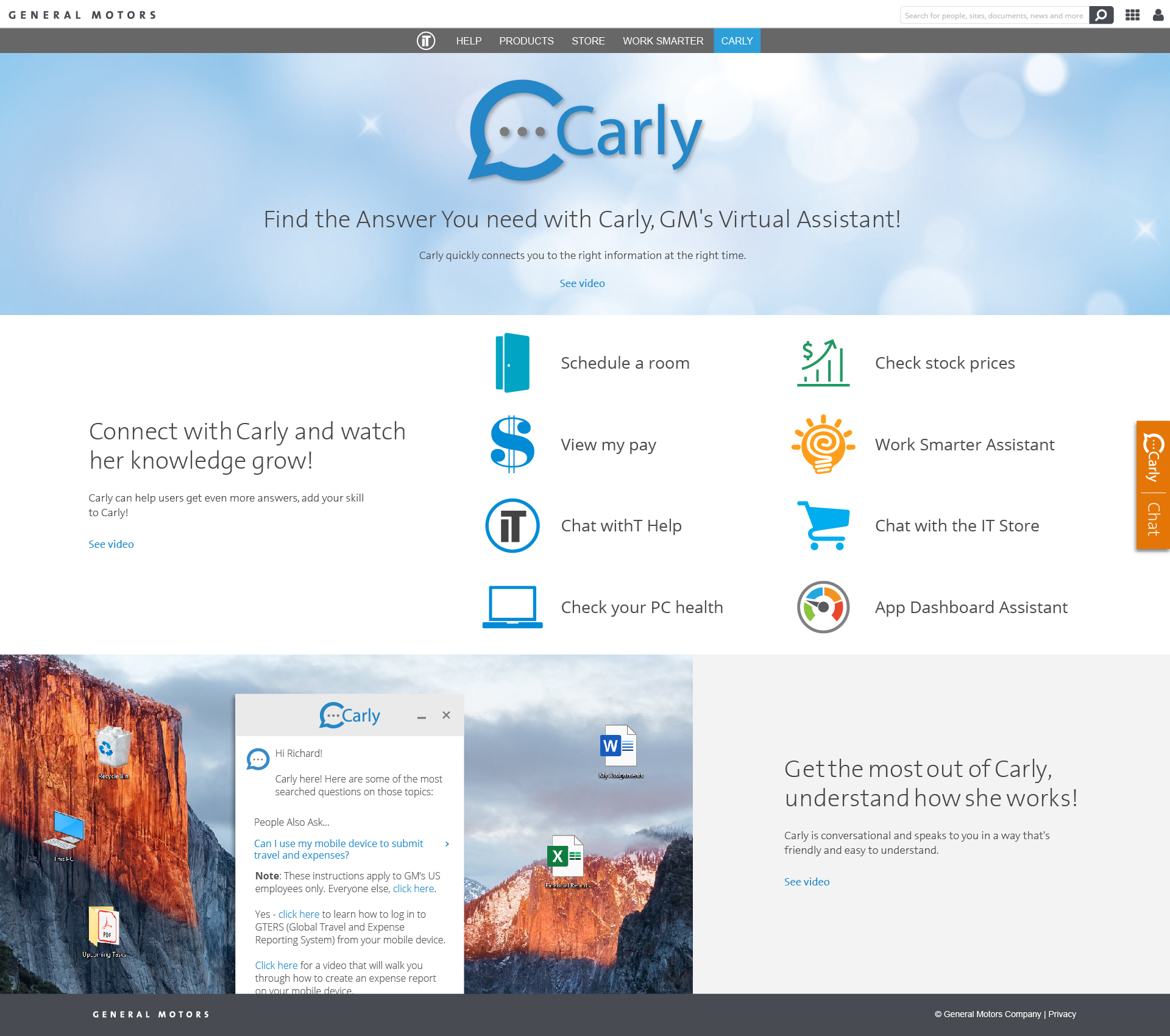General Motors: "Carly" Chat Bot Website Image 1