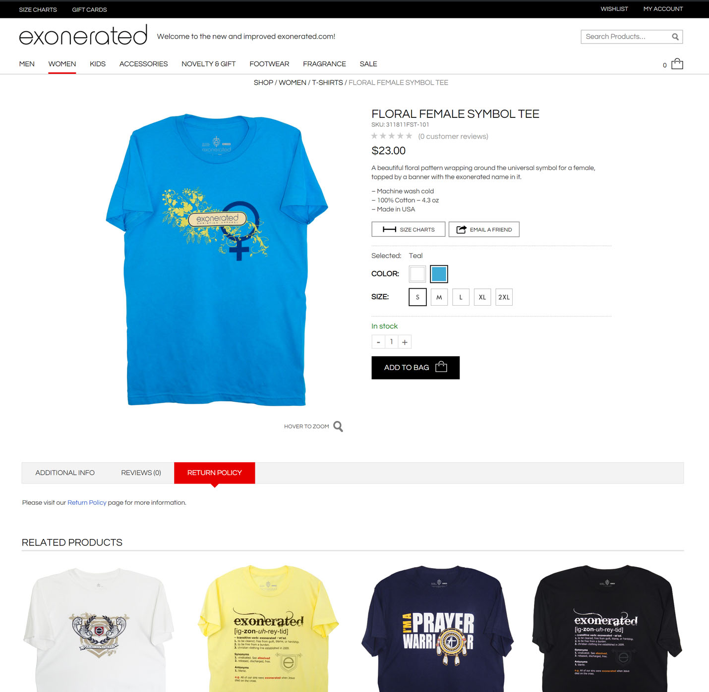 exonerated.com Website Product Page