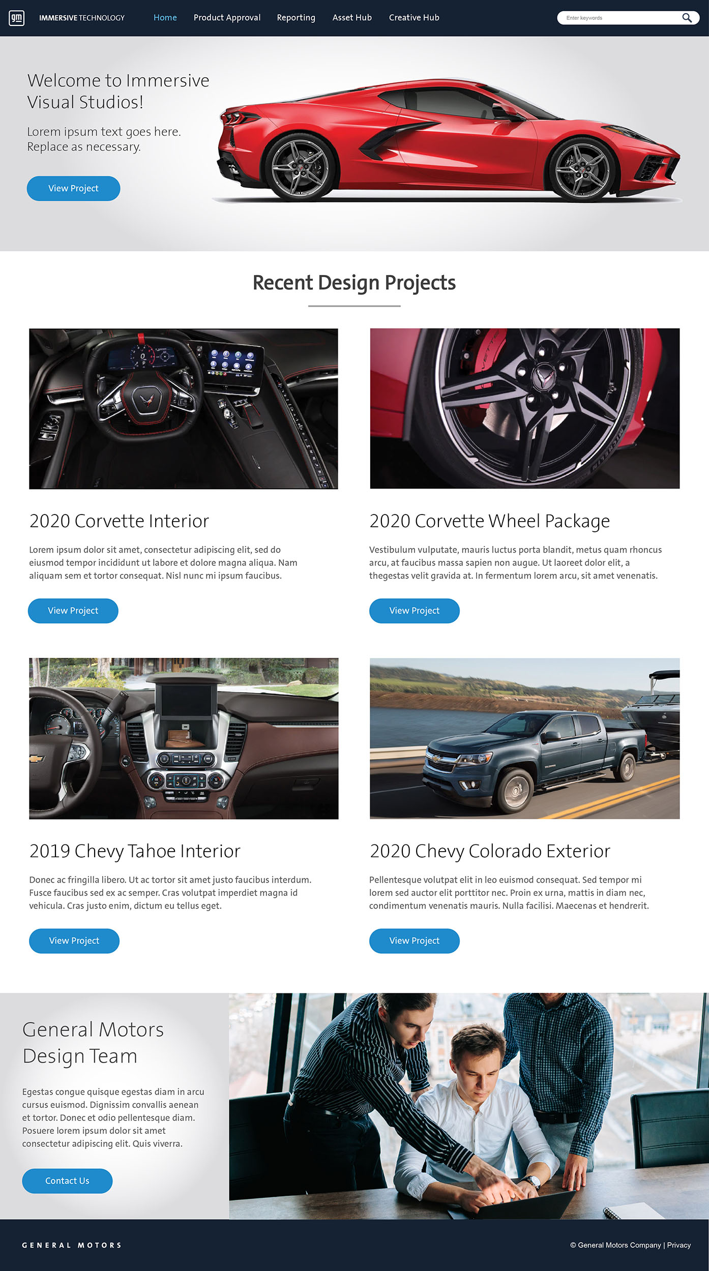 General Motors: Immersive Visual Studios Website