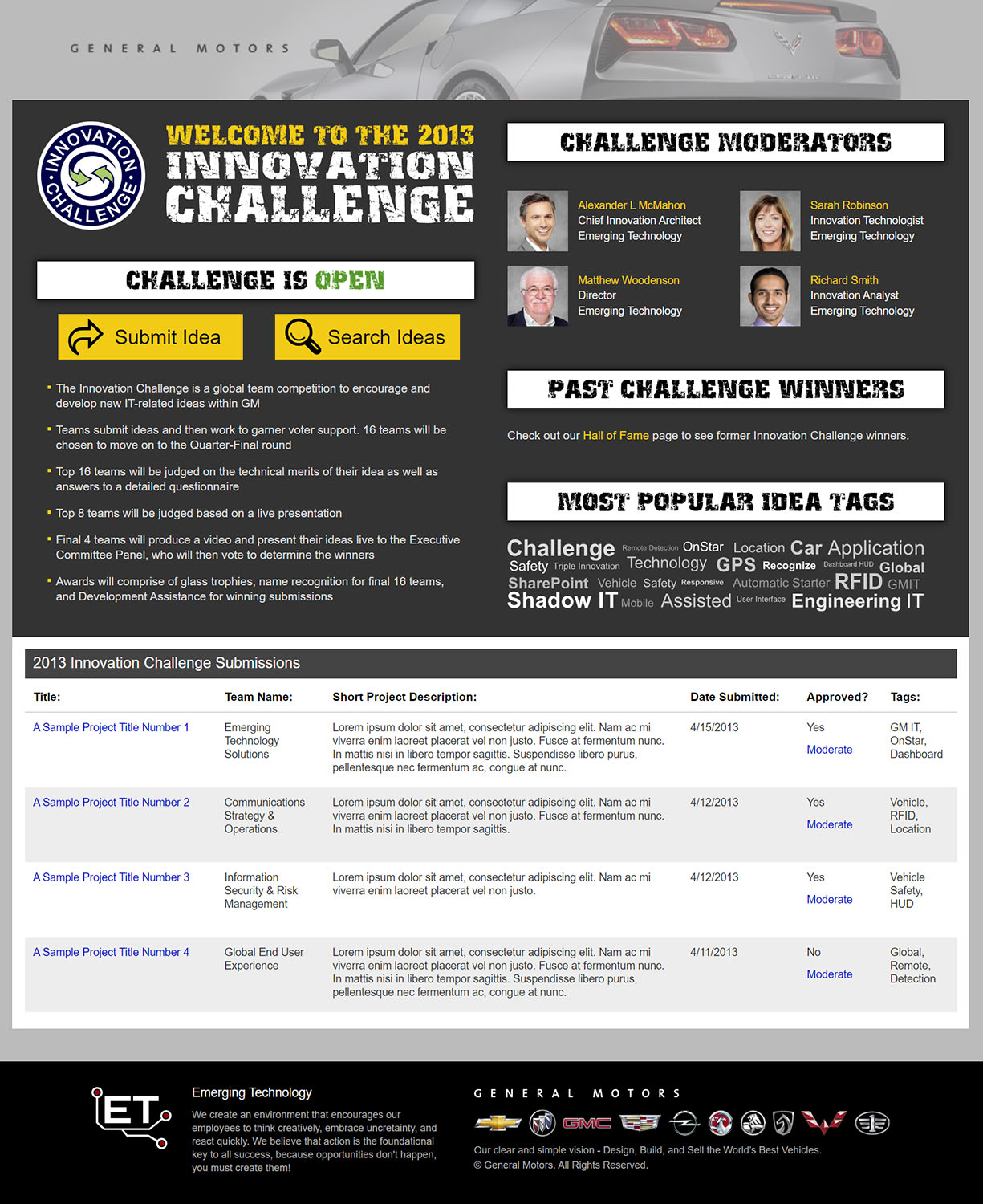 General Motors: Innovation Challenge Website