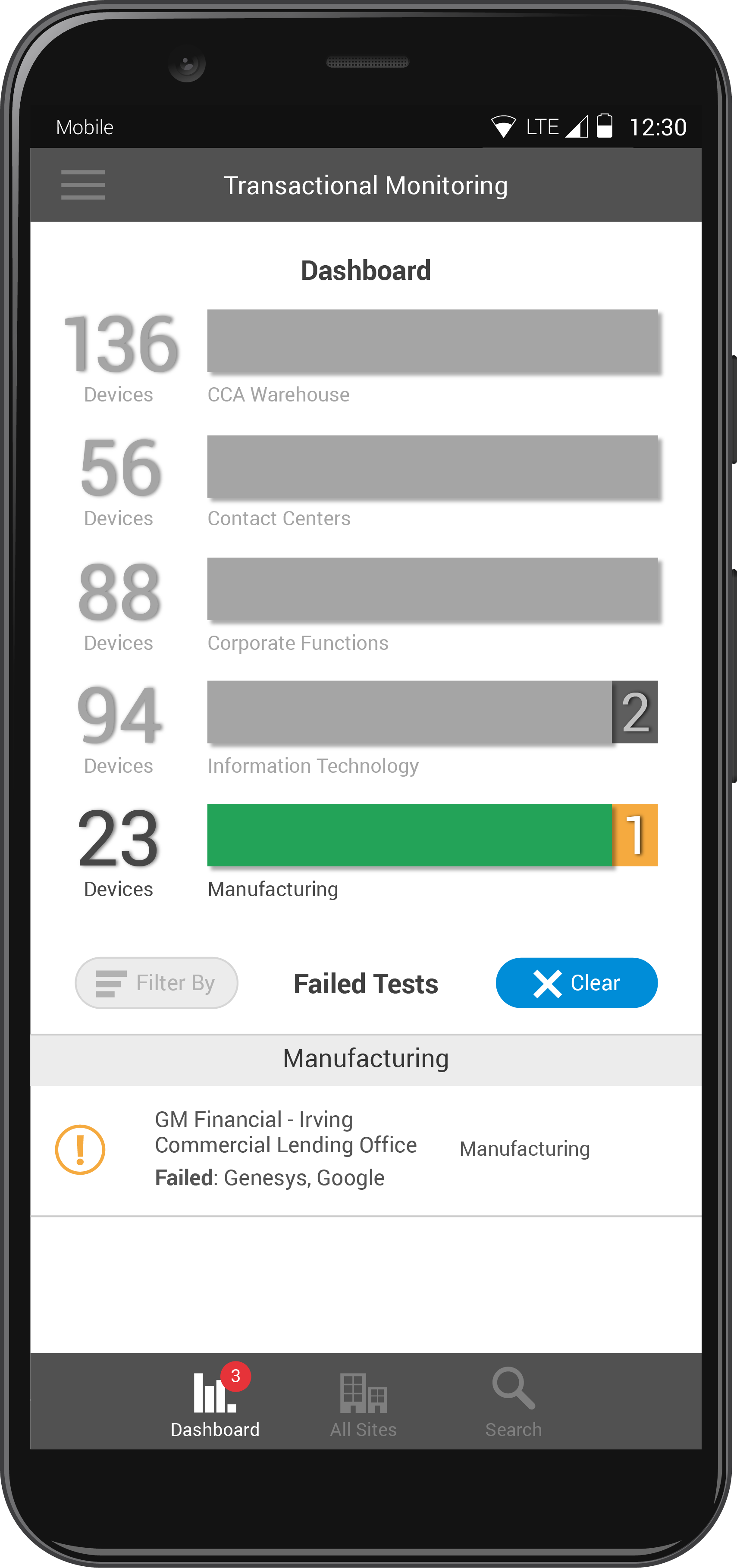 General Motors: Transactional Monitoring Dashboardd (Mobile) Image 2