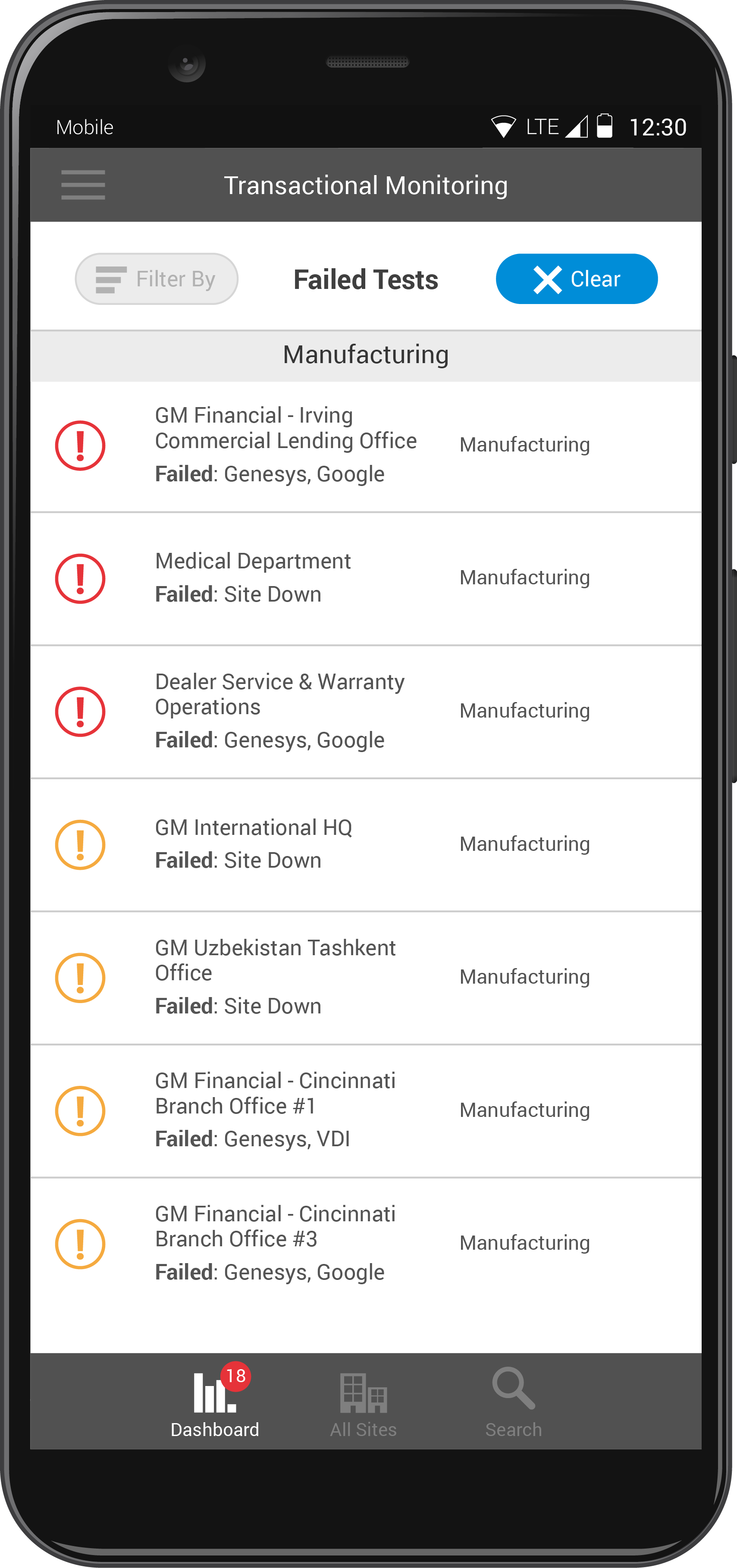 General Motors: Transactional Monitoring Dashboard (Mobile) Image 3