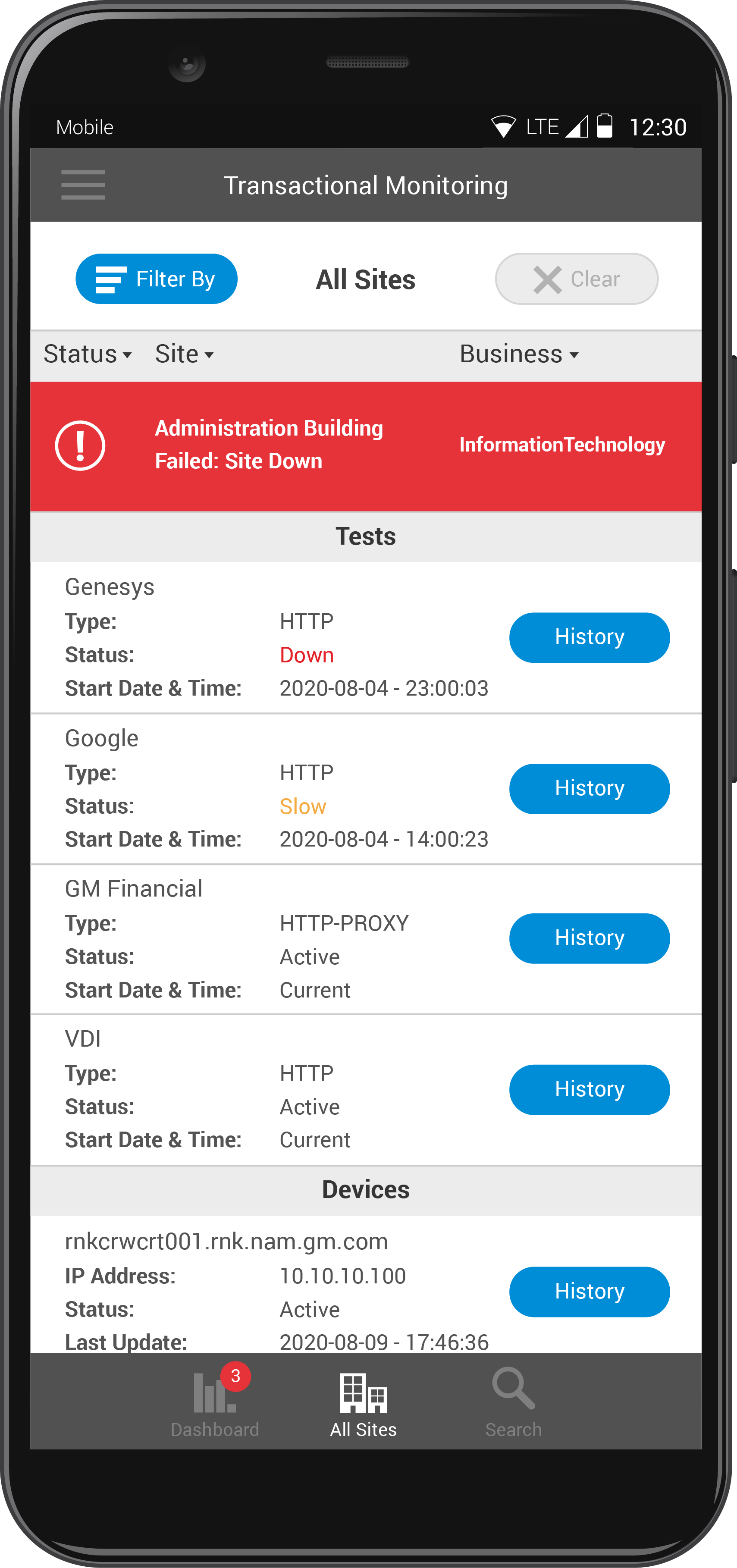General Motors: Transactional Monitoring Dashboard (Mobile) Image 4