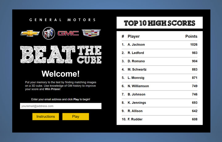General Motors: "Beat The Cube UI/UX"
