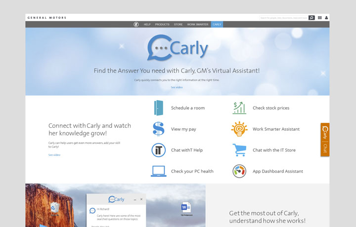 General Motors: "Carly" Chat Bot Website