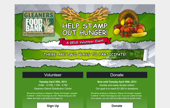 General Motors: Gleaners Volunteer Event Website