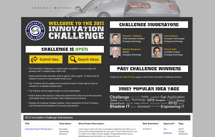 General Motors: Innovation Challenge Website