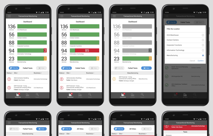 General Motors: Transactional Monitoring Dashboard (Mobile)
